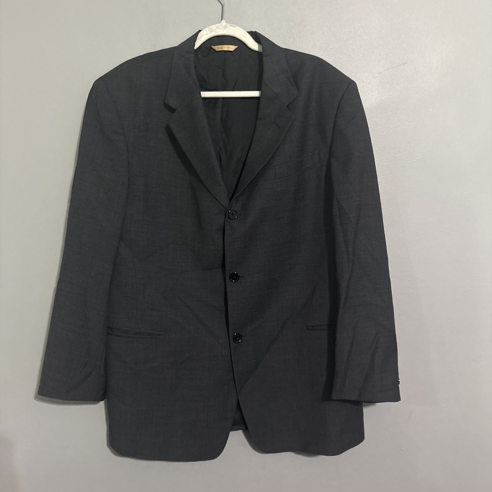 Vintage Donna Karan Men's Textured Blazer, Sz 44/38, Wool Charcoal